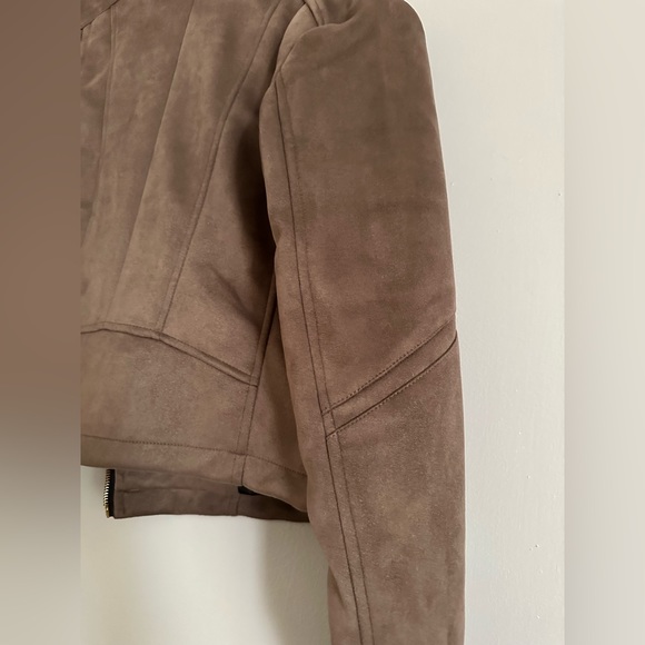 J2 by Jou Jou vegan leather moto biker jacket tan full zip women's size M - Picture 3 of 10